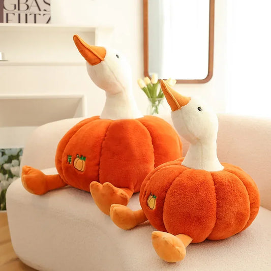 Lovely Pumpkin Big White Goose Plush Toy Duck Doll Doll to Accompany Sleeping Doll Throw Pillow Birthday Gift to Girls