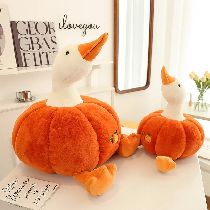 Lovely Pumpkin Big White Goose Plush Toy Duck Doll Doll to Accompany Sleeping Doll Throw Pillow Birthday Gift to Girls
