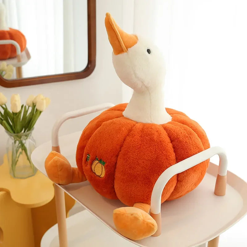Lovely Pumpkin Big White Goose Plush Toy Duck Doll Doll to Accompany Sleeping Doll Throw Pillow Birthday Gift to Girls
