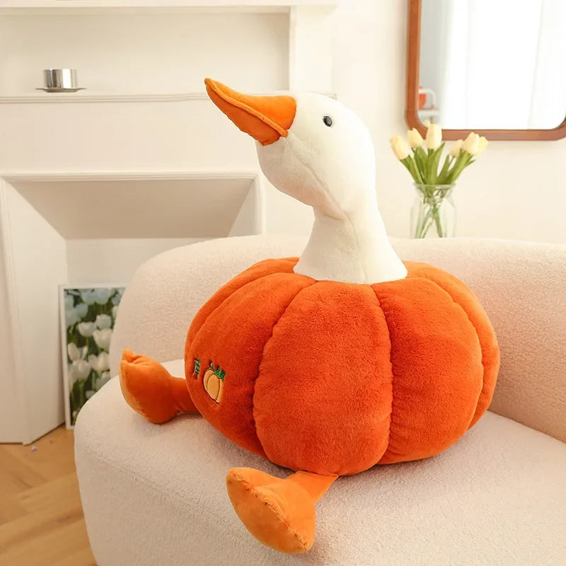 Lovely Pumpkin Big White Goose Plush Toy Duck Doll Doll to Accompany Sleeping Doll Throw Pillow Birthday Gift to Girls